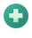 weißes Kreuz auf gruenem Hintergrund als Icon