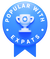 Blue ribbon-shaped badge with white trophy icon and text 'Popular with Expats' – recognition for expat-friendly insurance services