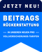 Hinweisbanner in Blau mit der Aufschrift: Jetzt neu – Beitragsrueckerstattung in unseren neuen Pro-Vollversicherungstarifen