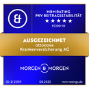 Auszeichnung von Morgen & Morgen fuer ottonova PKV Tarif FC100-10 mit 5 Sternen fuer beitragsstabilitaet