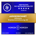 Auszeichnung von Morgen & Morgen fuer ottonova PKV Tarif FC100-10 mit 5 Sternen fuer beitragsstabilitaet